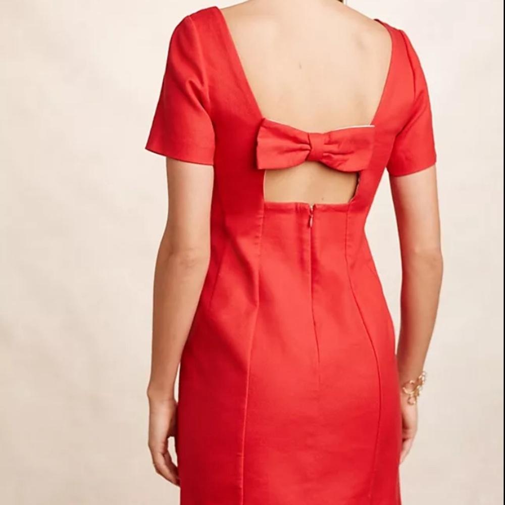 Anthropologie Maeve Red Bow-Back Shift Dress Women’s Size 4